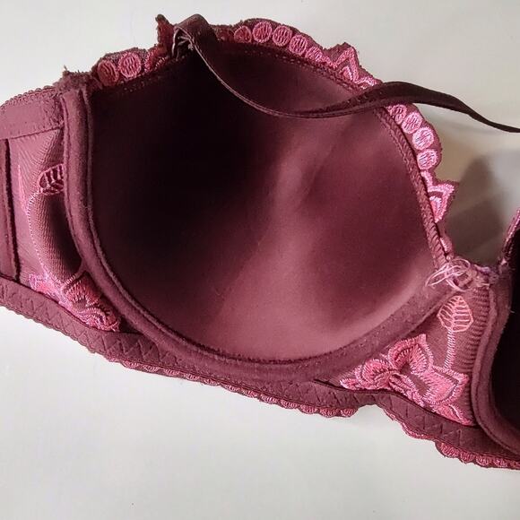 Rene Rofe NWOT Burgundy & Pink Lightly Lined Convertible Bra Size 36D - Picture 7 of 11